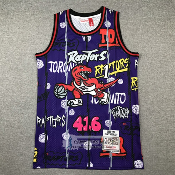 Camiseta Toronto Raptors Tracy McGrady NO 1 Mitchell & Ness 1998-99 Violeta1